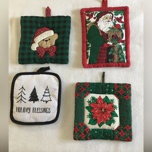 Bundle of Christmas Hot Pads. Used for decoration when pictures were taken down.